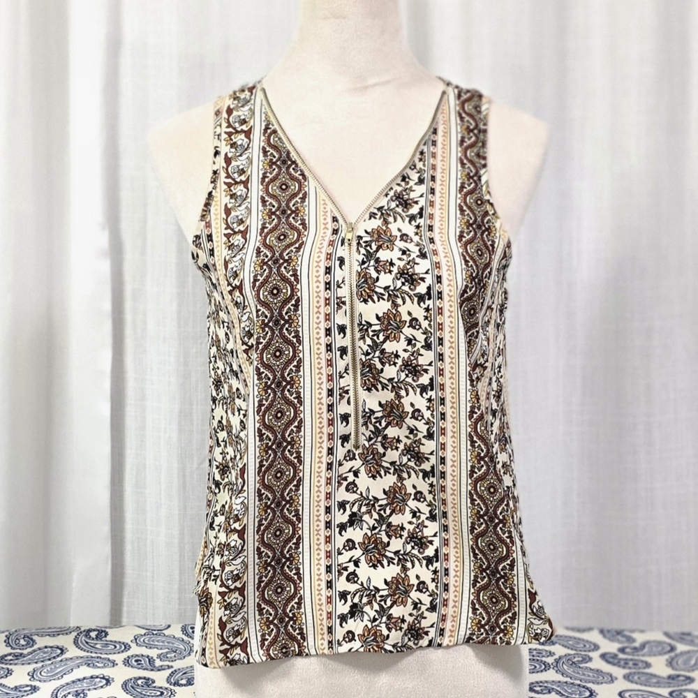 2/$30 Papaya Womens Half Zip Sleeveless Liquid Knit Top Size S Spring Summer